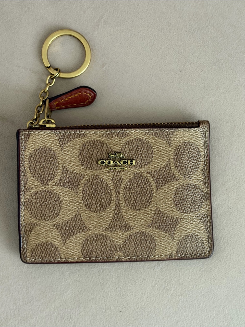 COACH Mini Skinny ID Holder Case in Khaki